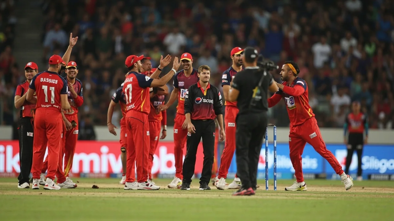 Medium shot of the tactical field placement and team interaction at a Hundred match, used for the captain/vice-captain split discussion